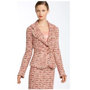 St. John Couture Fringe Trim Tweed Jacket
